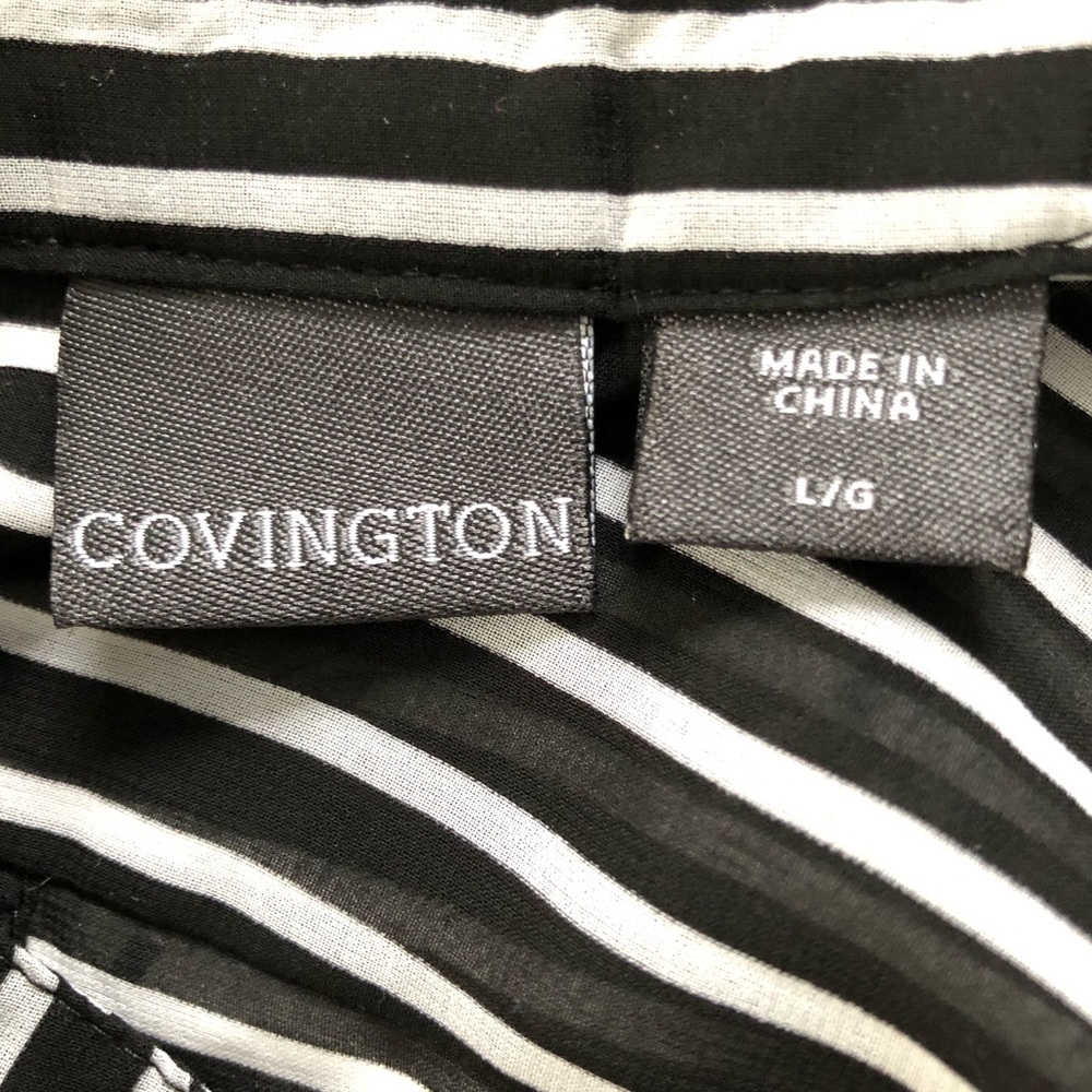 Covington semi-sheer black striped blouse 👚 L - Picture 3 of 5